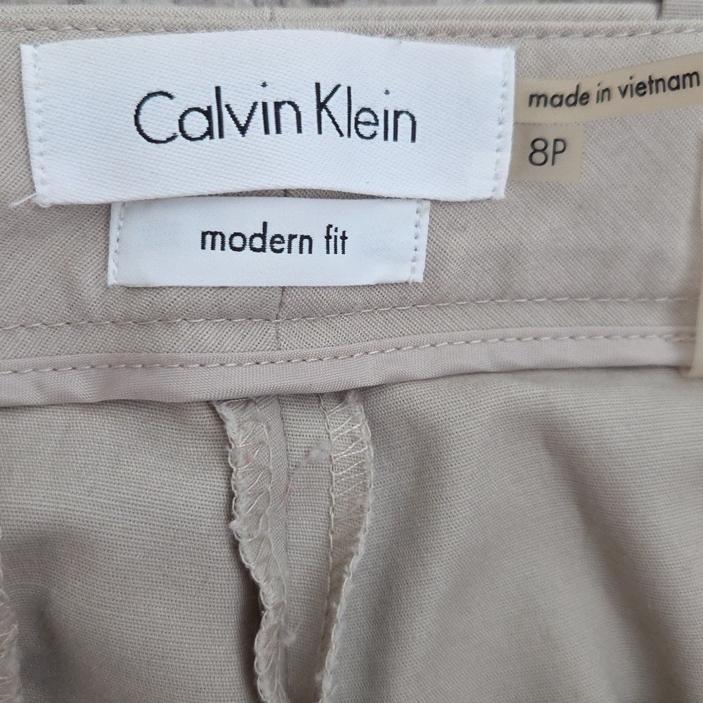 Calvin Klein Cream Straight Leg Stretch Pants Size 8 Petite - Picture 10 of 13